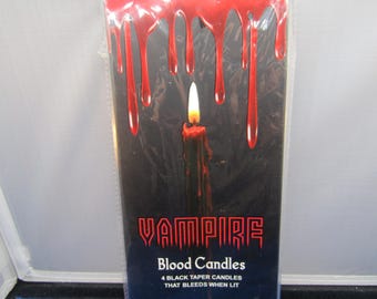 Bleeding Vampire Candles: Black Taper Candles, Gothic Decor (Set of 4)