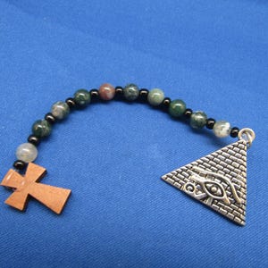 Egyptian Prayer Beads: Evil Eye Pyramid Pocket Rosary