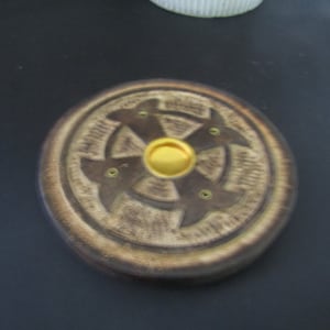 Wood Carved Incense Burner: Stick & Cone Holder