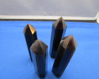 Torre de obelisco de obsidiana negra pulida: cristal de grado AAA, 3-4"