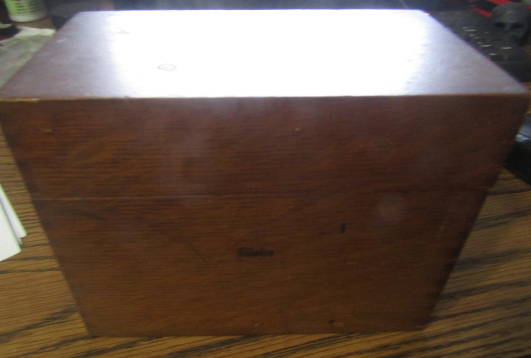 VTG Globe Wernicke Dovetail Wood Recipe Box Etsy
