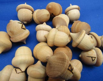 Wood Burned Acorn Runes: Elder Futhark Divination Set