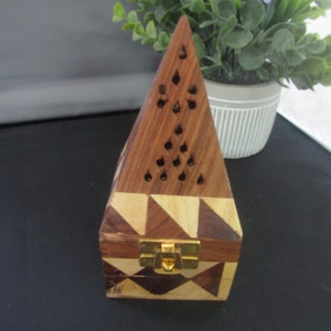 Wooden Temple Cone, Resin, Charcoal Burner - 5 Inches Tall