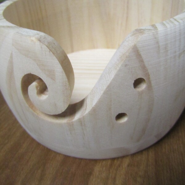 Handmade Wooden Yarn Bowl for Knitting and Crochet, Raw Wood Yarn Bowl