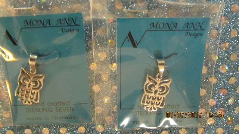 Sterling Silver Owl Pendant Charm #51