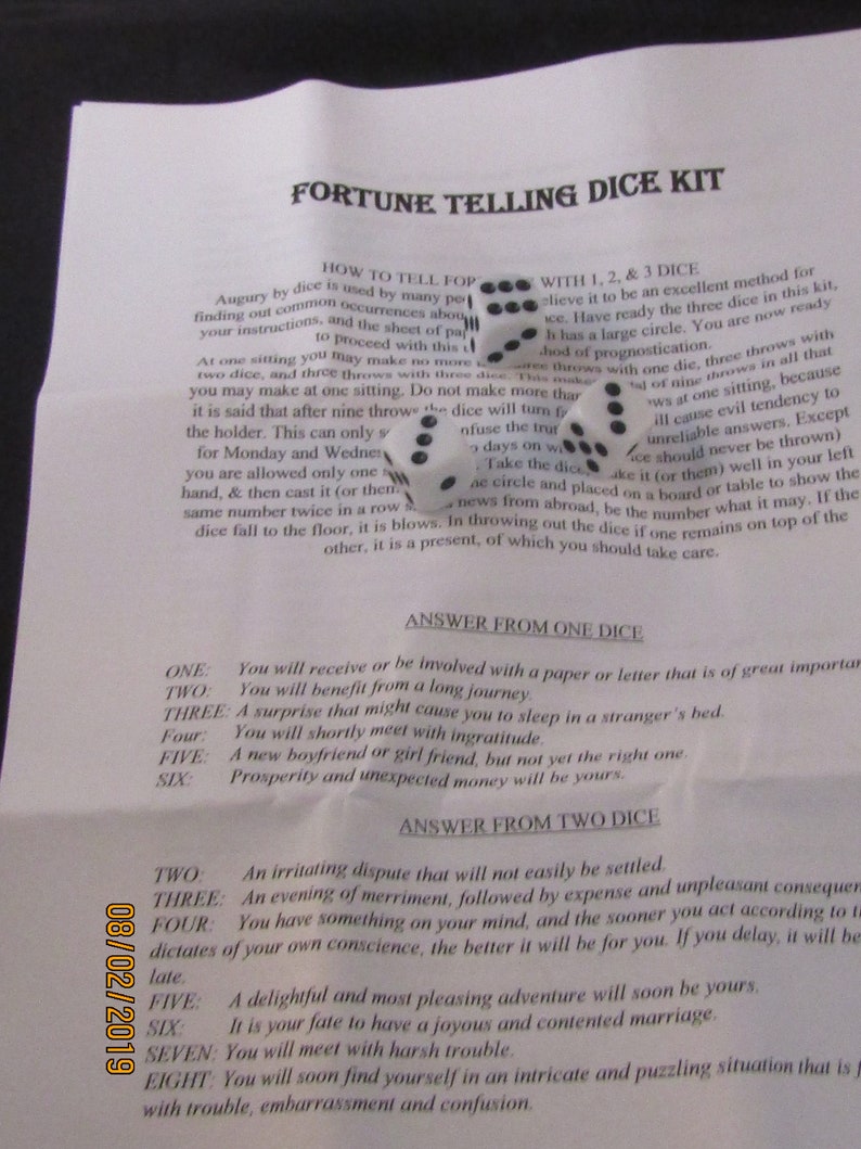 Fortune Telling Dice Divination Dice Fortune Telling Dice Etsy