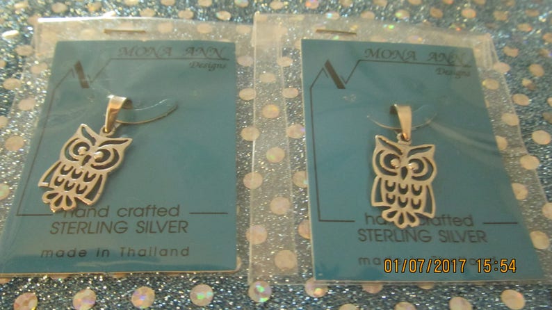 Sterling Silver Owl Pendant Charm #51