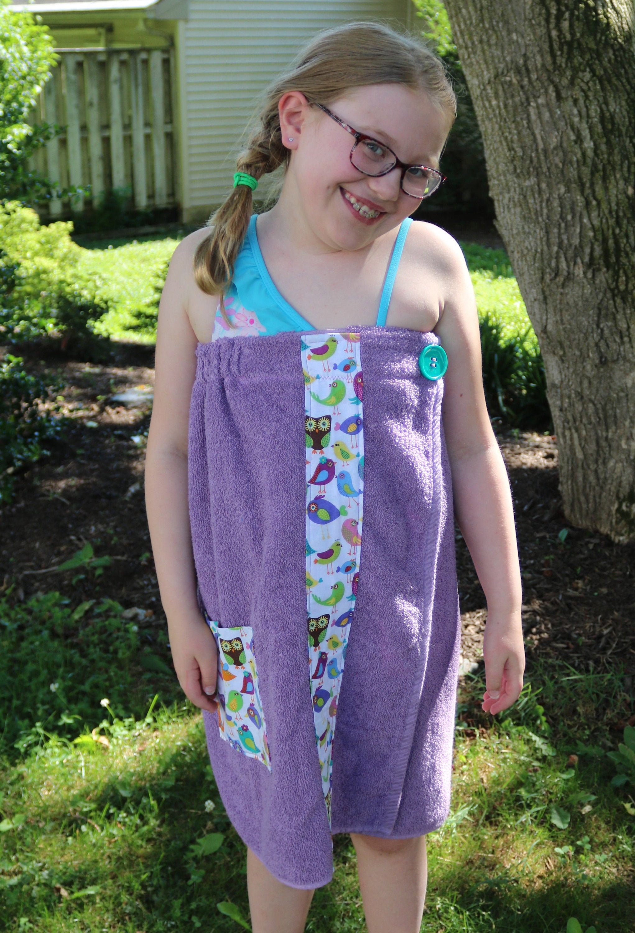 Girls Medium Purple Towel Wrap / Swim Suit Cover up for Etsy