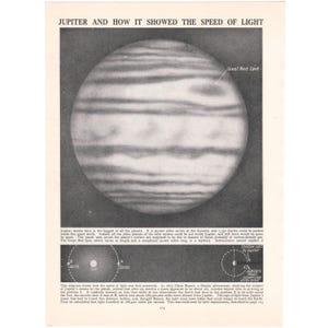 Planet Jupiter Vintage 1930's Print. Genuine Original Lithograph Book Page. Astronomy Unframed Wall Art Artwork. Birthday Gift Present.
