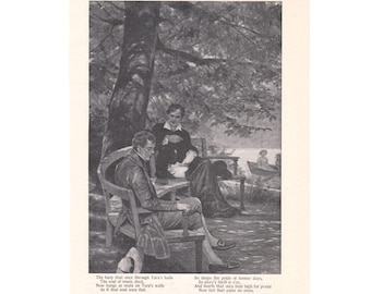Lord Byron & Thomas Moore Vintage 1920's Print. Poets Poetry Art Artwork Gift Present. Genuine Original Book Page. Christmas Present Idea.