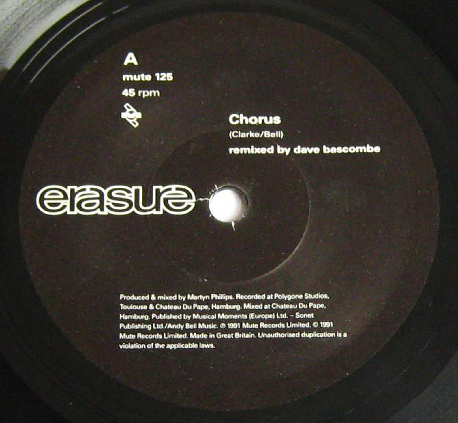 Erasure Chorus 7 Vinyl single record 45 rpm in picture Etsy