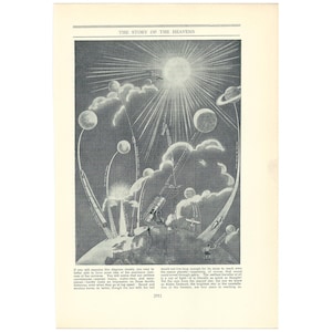 1930年代のヴィンテージ天文学プリント。星、惑星、宇宙、太陽系、天の川に関連したギフト。誕生日プレゼント。本物のオリジナル書籍ページ。
