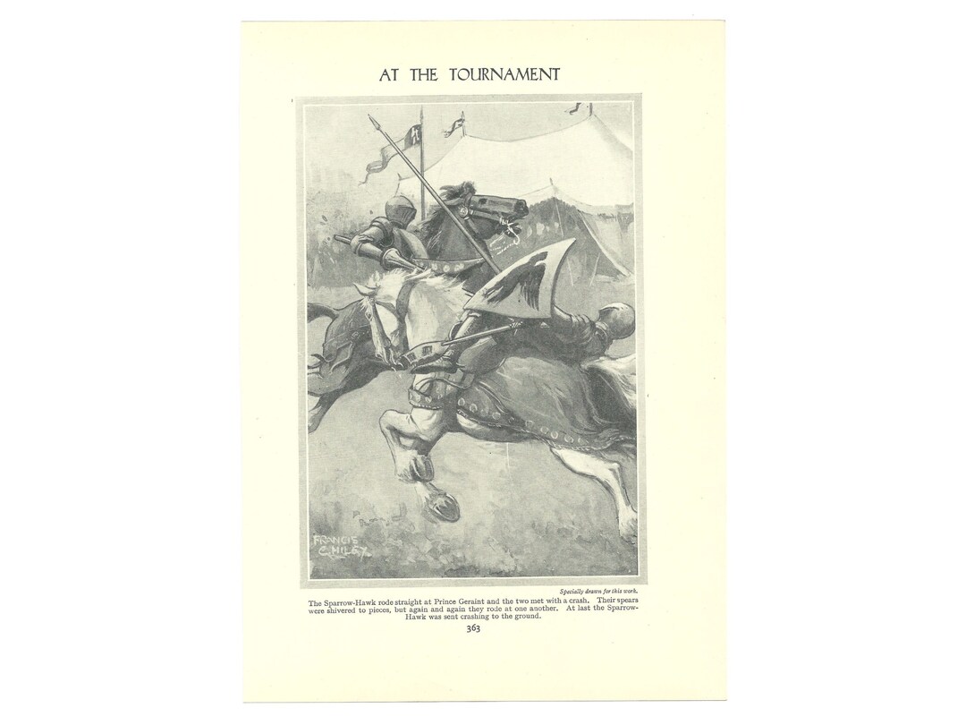 Medieval Jousting Vintage 1930s Print. Knights Armour Horses Middle ...