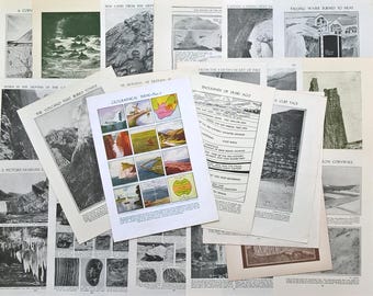 Lot of 24 Vintage Geology Prints. 1910s to 1950s. Genuine Original Old Book Pages. Earth Rocks Related Birthday Christmas Gift Present.