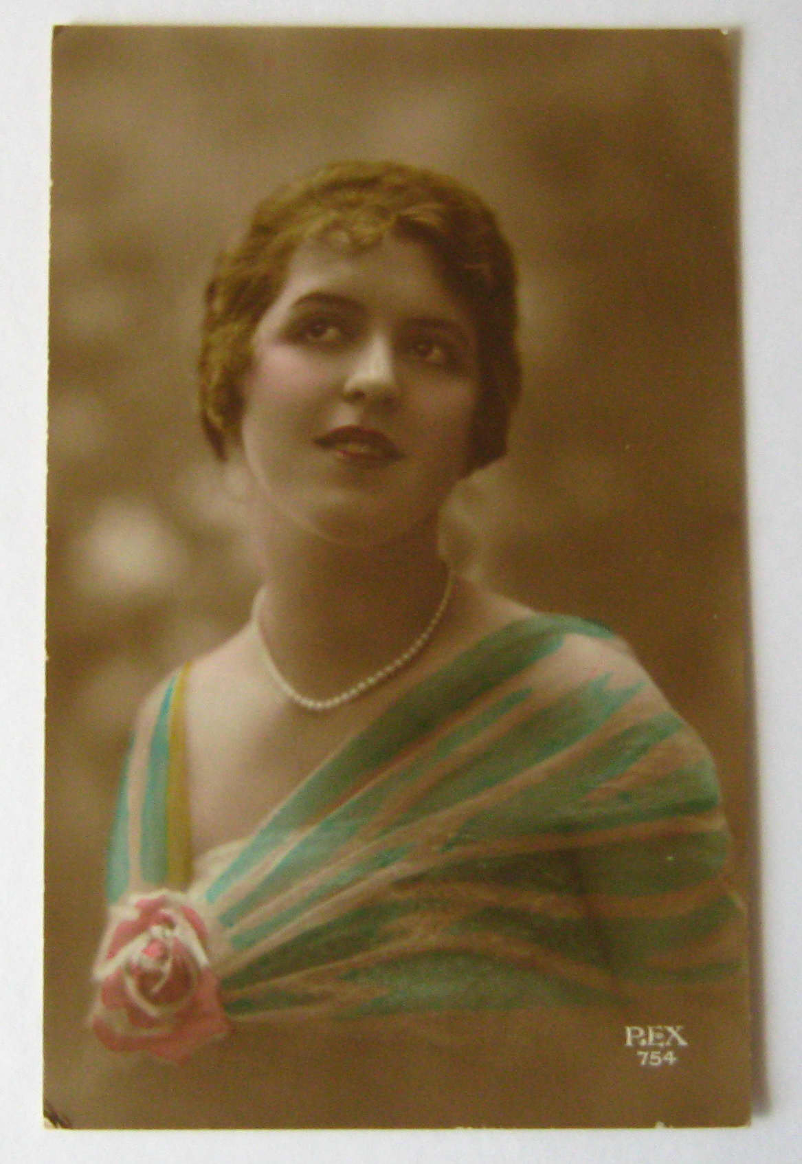 Image of 1917 Antique French Color Postcard Elegant Young Lady Vintage 1910's Post Card Photo Photograph Rppc Small Gift Present Idea