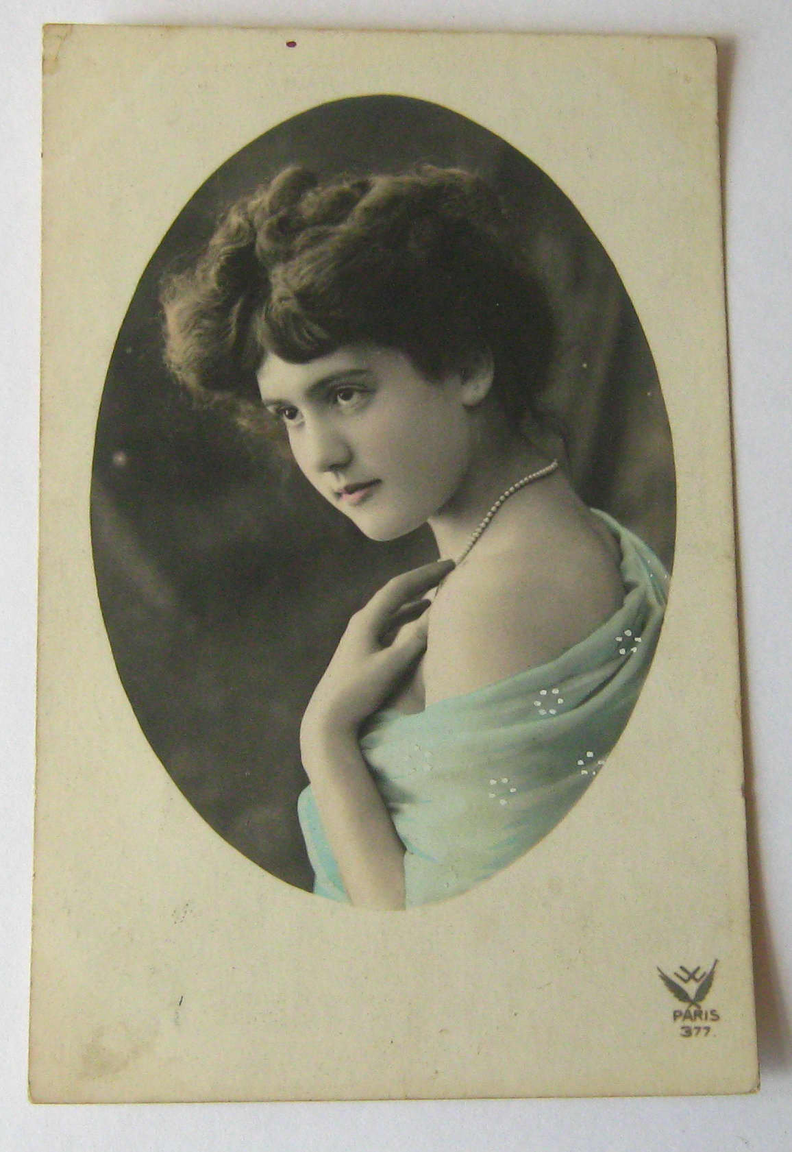 Image of 1914 Antique French Color Postcard Elegant Girl Young Lady Post Card Woman Female Gift Present Ideal For Framing