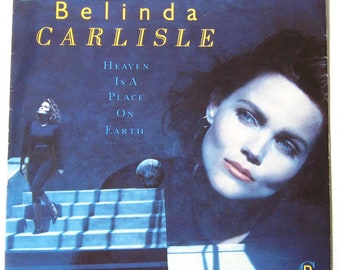 Belinda Carlisle Heaven Is A Place On Earth 7" vinyl single record 45 rpm in picture sleeve 1987 ex go gos singer gift for 80s pop music fan