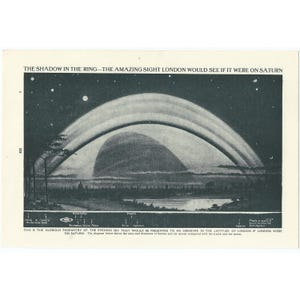 If London Was On Saturn Vintage 1920&#39;s Print. Genuine Original Lithograph Book Page. Fantasy Sci Fi Astronomy Planets Related Gift Present.