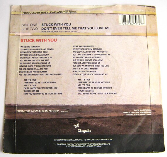 Huey Lewis The News Stuck With You 7 Vinyl Single Etsy