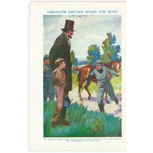 Abraham Lincoln Vintage 1920&#39;s Print. American President Civil War USA America Gift Present. Genuine Original Color Lithograph Book Plate.