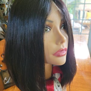 Straight Transparent closure BOB 12&quot; with adjustable strap and elastic band human hair natural color fast shipping next business day ship