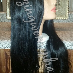 Great Buy Peruvian straight middle u part wig custom made 4 bundles of 20&quot; very full black color