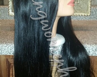 Great Buy Peruvian straight middle u part wig custom made 4 bundles of 20" very full black color