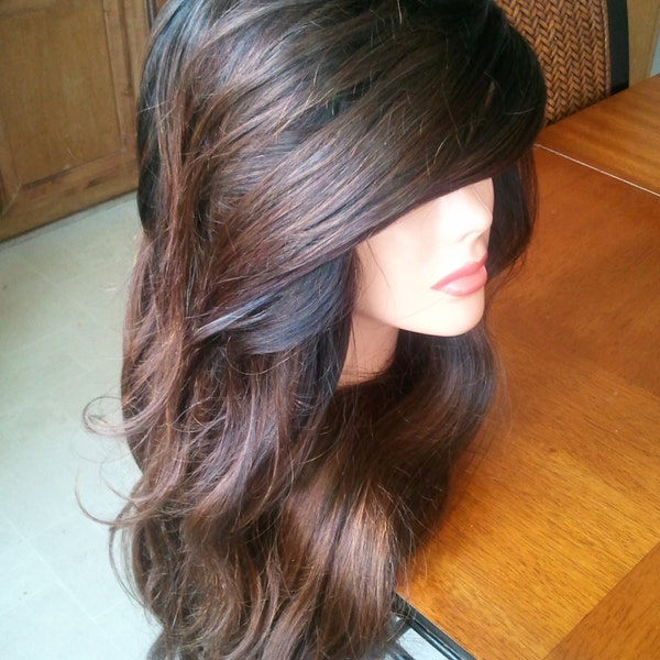 Top Shelf Sexy brazilian human hair u part wig side swoop bang very small u section soft ombre colors