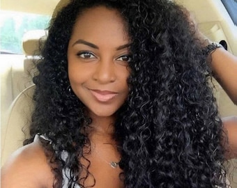 Beauty for days! Beautiful brazilian deep curly u part wig side part mixed lengths 20 22 22 natural color