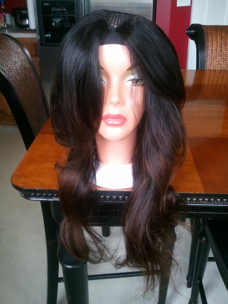 Weekend sale only Hot sexy Brazilian middle u part wig unit soft mix ombre colors body wave human hair small u section 16 18 20 image 1