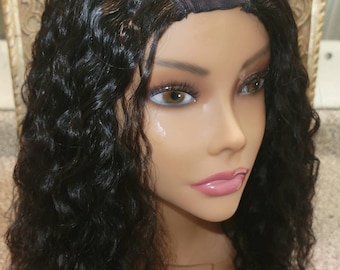 Sale! Beautiful Brazilian Deep Wave very natural u part wig @ 18" natural color machine made 130% density combs attached next day shipping