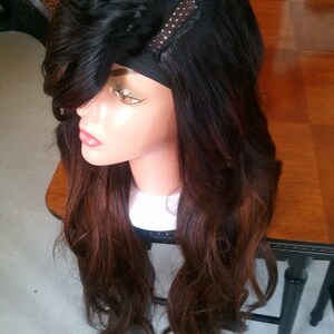 Top Shelf Sexy brazilian human hair u part wig side swoop bang very small u section soft ombre colors image 4