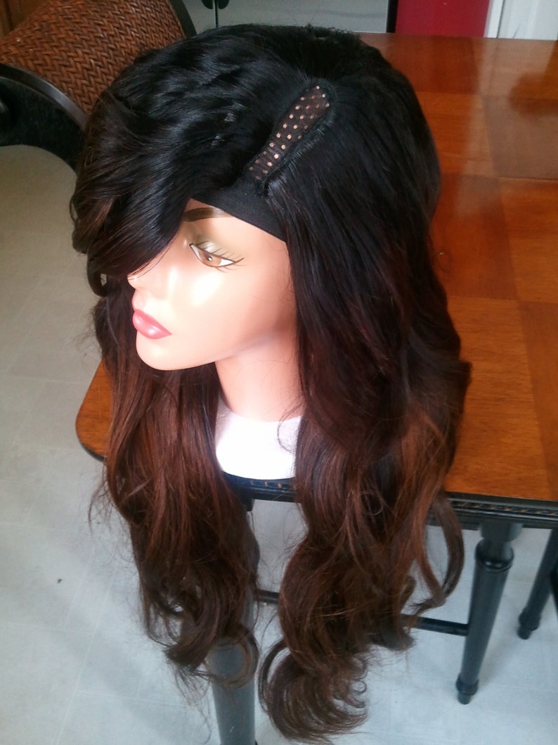 Top Shelf Sexy brazilian human hair u part wig side swoop bang very small u section soft ombre colors image 4