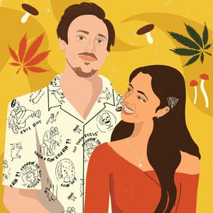 Hand-drawn custom portrait digital portrait-with background-custom couple illustration-digital drawings & illustration image 3