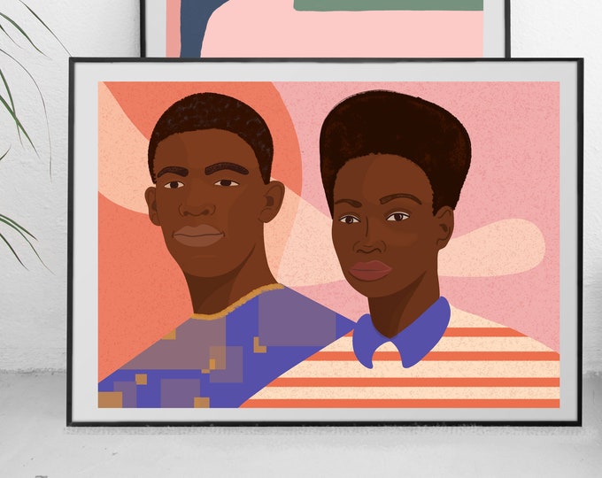 Couples portrait, Valentine’s Day gift, personalised Valentine’s Day present, family portrait