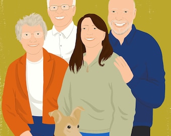 illustrated family portrait - digital download- portrait custom family portrait-custom portrait portrait illustration