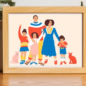 Custom digital family portrait, family illustration, digital art, family gift, illustrated portrait, modern portrait, birthday gift image 9