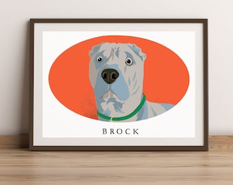 Tierportrait Druck-Haustier Portrait Zeichnung-Tierportrait-Tierportrait-Bunt illustriertes Haustierportrait-digital oder Druckoptionen