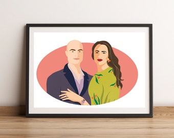 custom illustration, personalised family portrait, portrait illustration, personalised portrait, valentines day gift, wall arter
