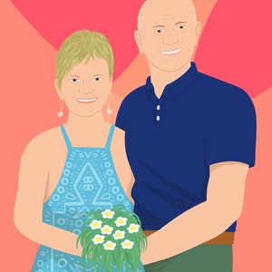 Couples portrait, personalised Valentines Day present, family portrait image 6