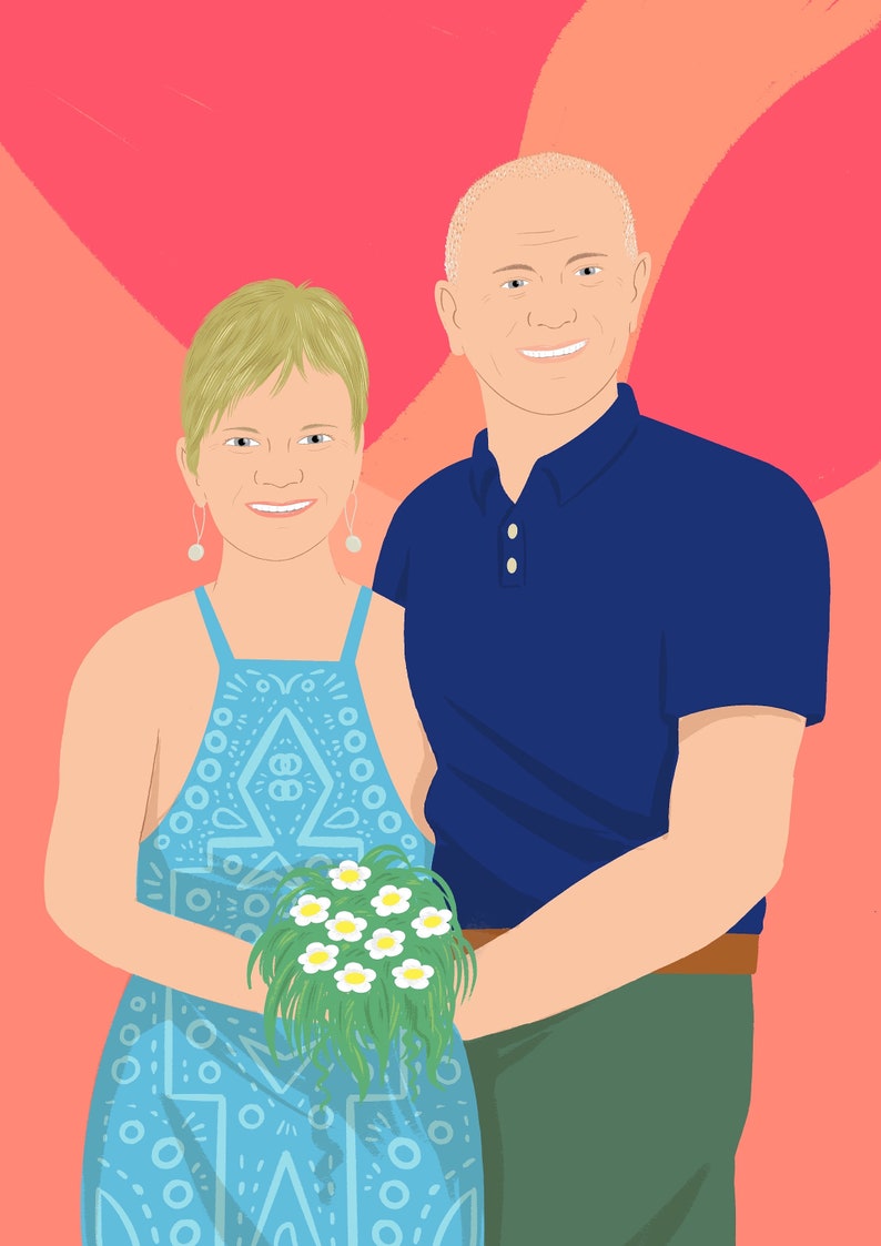 Couples portrait, personalised Valentines Day present, family portrait image 6