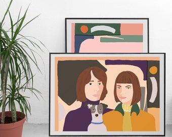 Hand gezeichnetes Digital benutzerdefiniertes Porträt, Bunt illustriertes Porträt, personalisiert, Haustierporträt, Perfektes Jubiläumsgeschenk, stilisiertes Porträt