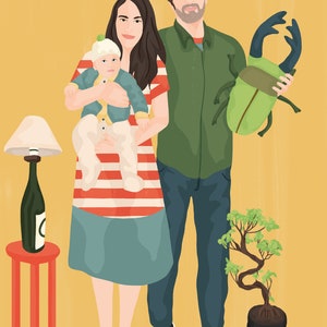 Custom digital family portrait, family illustration, digital art, family gift, illustrated portrait, modern portrait, birthday gift image 6