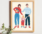Custom digital family portrait, family illustration, digital art, family gift, illustrated portrait, modern portrait, birthday gift