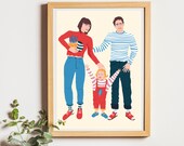 Ritratto di famiglia digitale personalizzato, illustrazione familiare, arte digitale, regalo di famiglia, ritratto illustrato, ritratto moderno, regalo di compleanno
