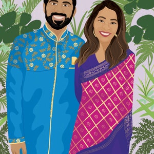 Hand-drawn custom portrait digital portrait-with background-custom couple illustration-digital drawings & illustration image 4