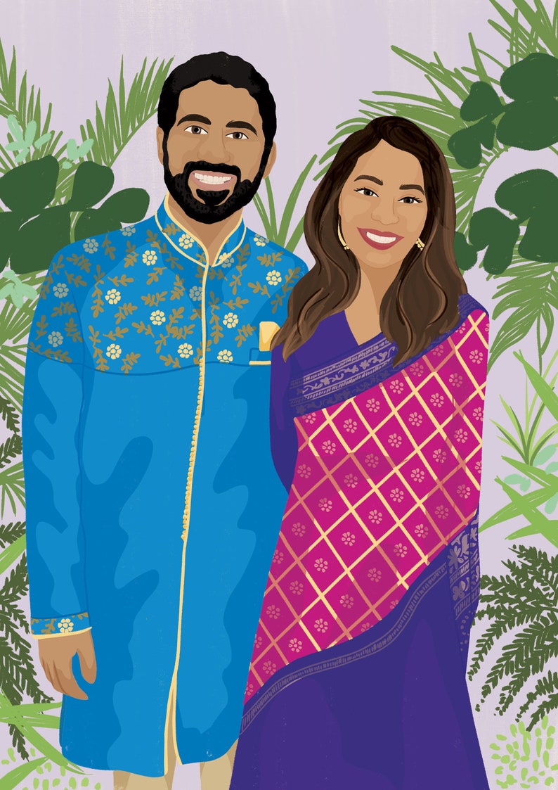 Hand-drawn custom portrait digital portrait-with background-custom couple illustration-digital drawings & illustration image 4