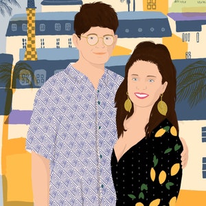 Hand-drawn custom portrait digital portrait-with background-custom couple illustration-digital drawings & illustration image 2