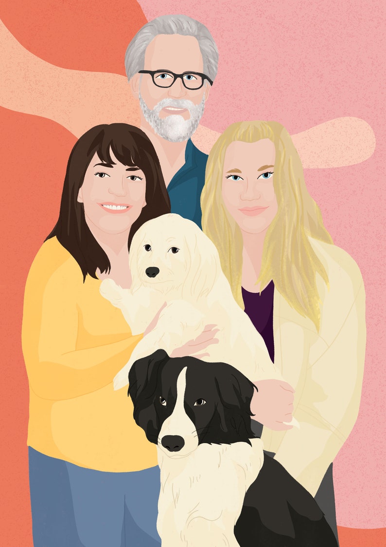 Couples portrait, personalised Valentines Day present, family portrait image 4