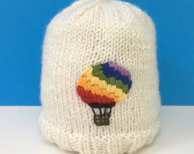 Newborn Baby Hat White Embroidered Hot Air Balloon Newborn Etsy